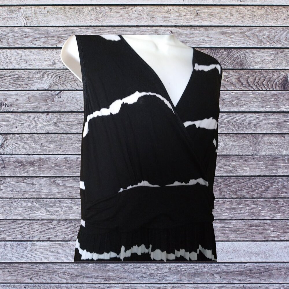 Women's XL? Faux Wrap Sleeveless Striped Tie Dye Maxi Dress Empire Waist READ - Picture 4 of 6